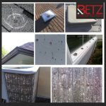A collage of photos showing repair from hail damage