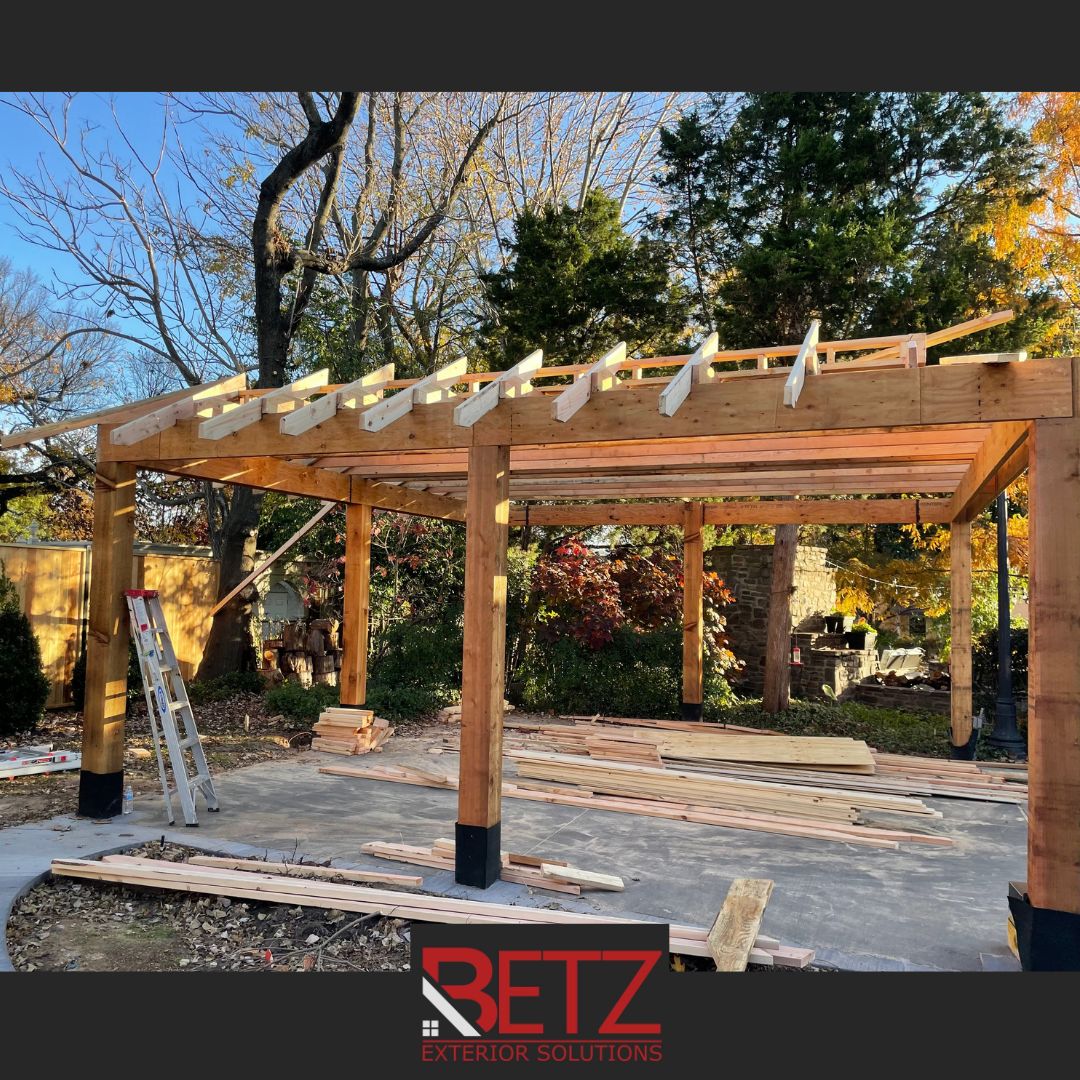Pergola under construction