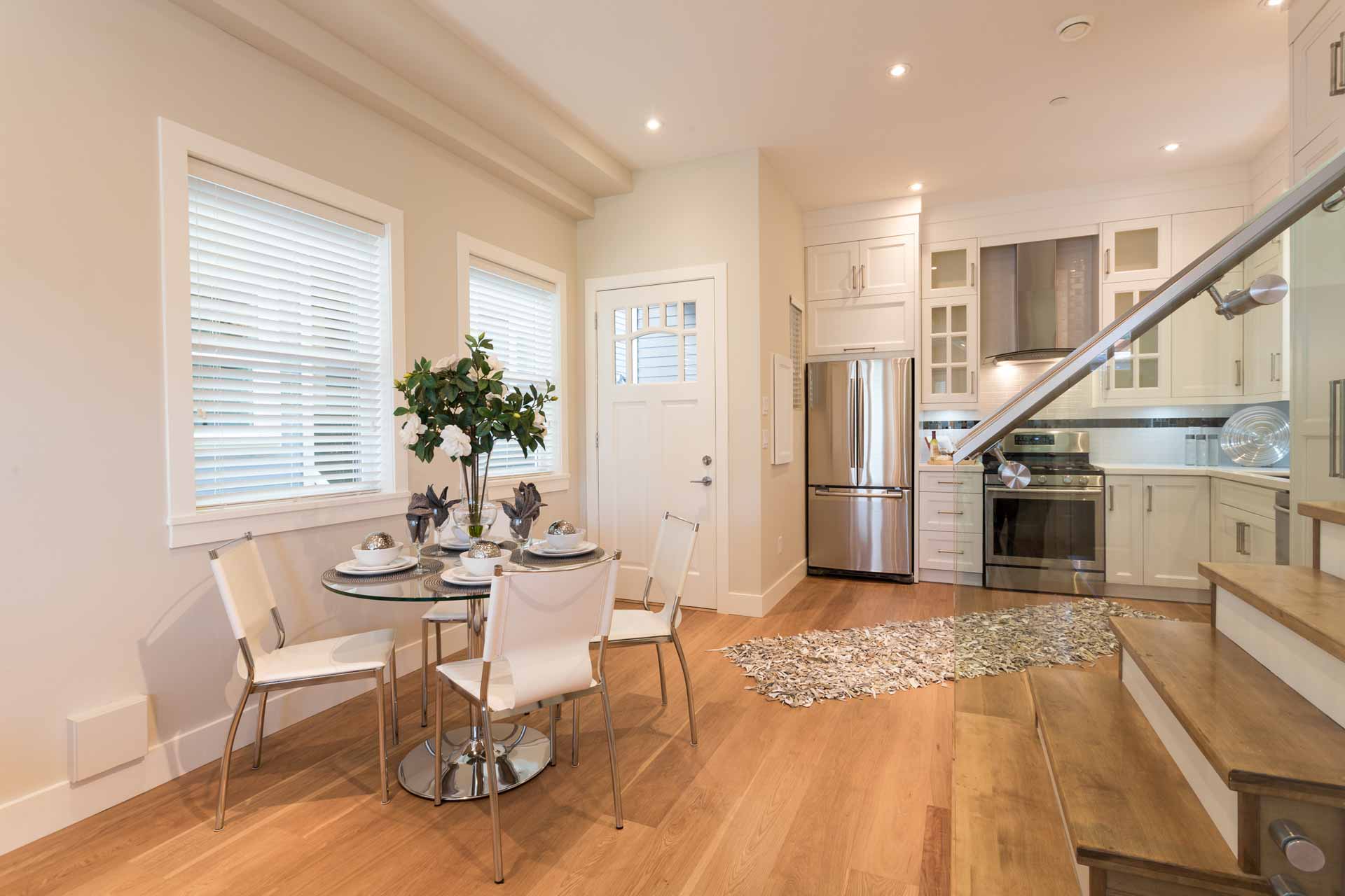 Newly remodeled kitchen with small dining area