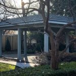 New concrete patio with pergola