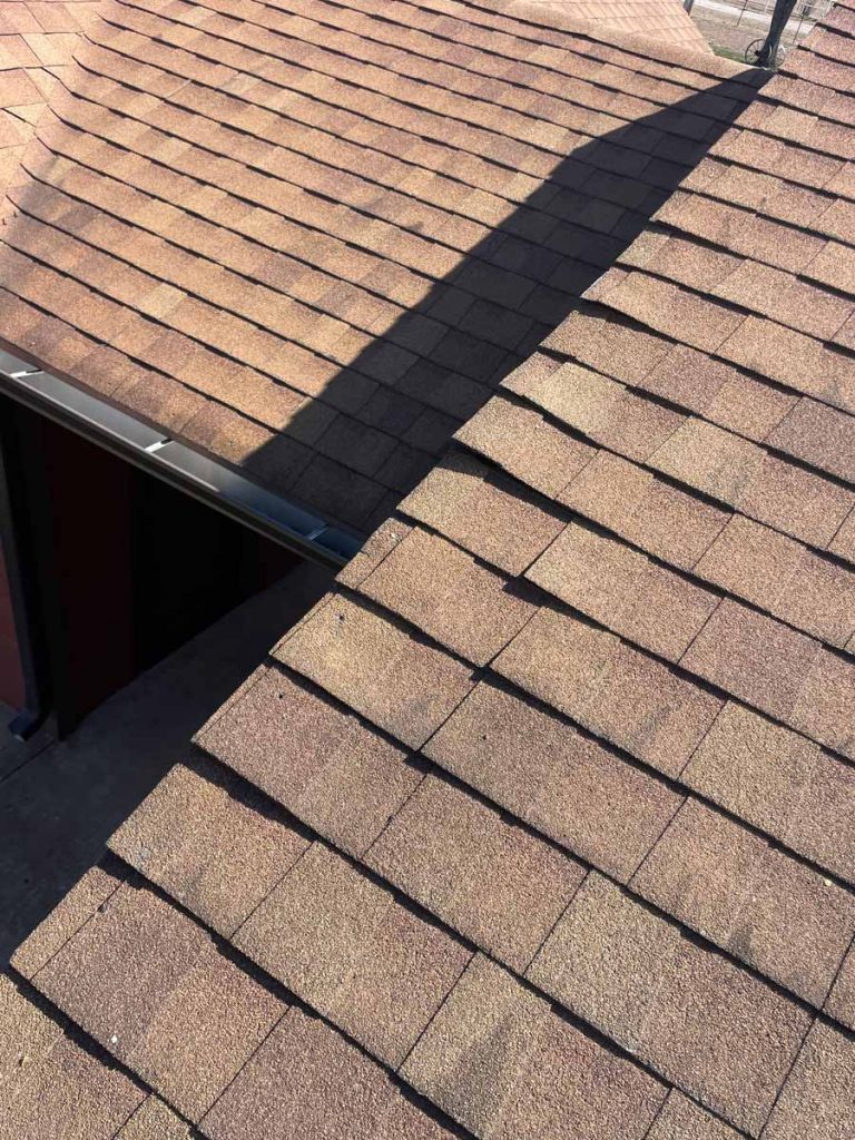 Newly repaired shingle roof